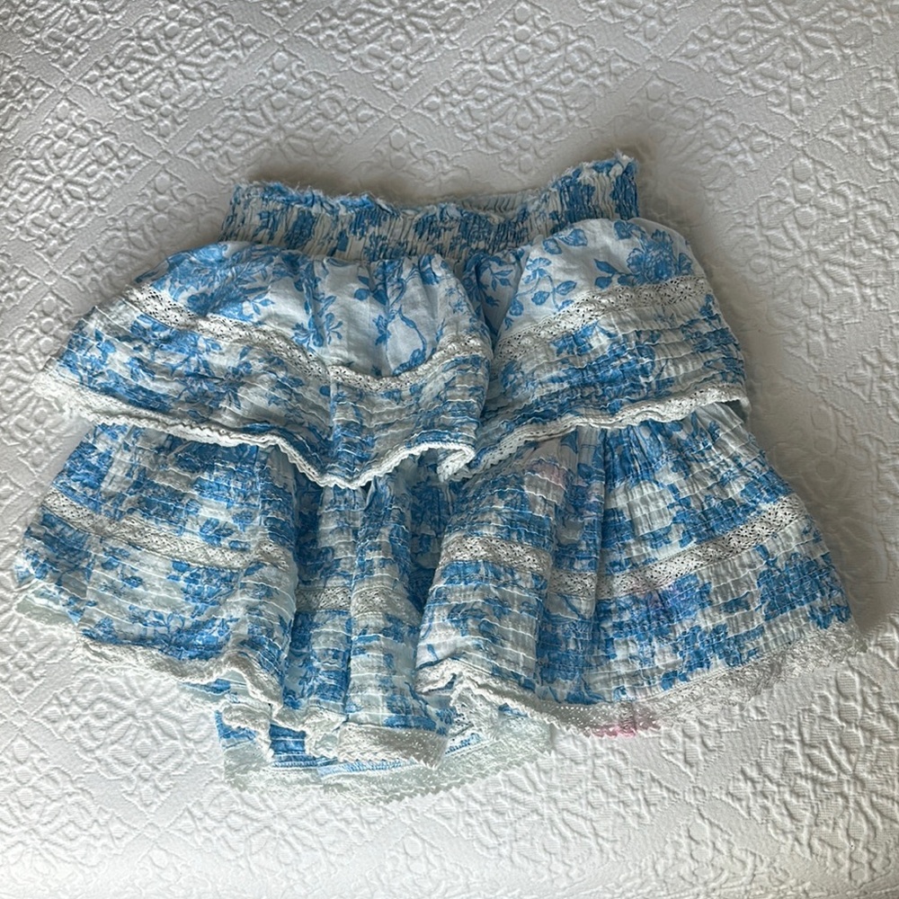 Aerie Light Blue and White Floral Skirt